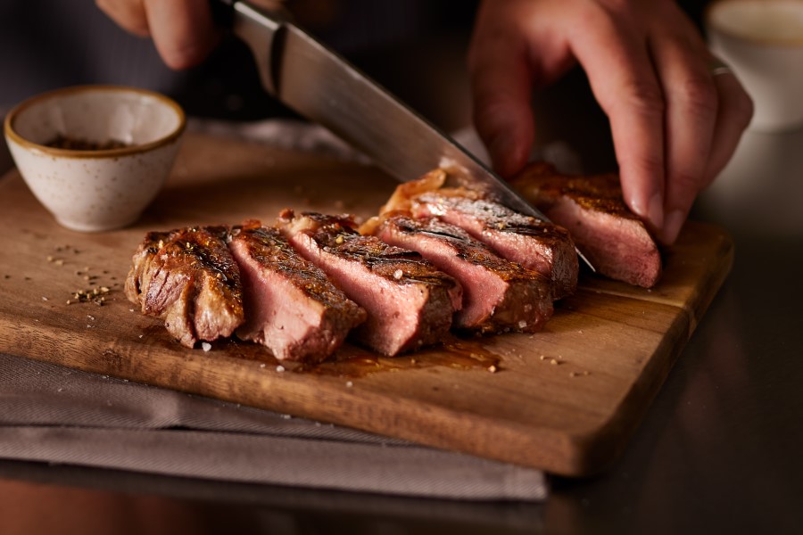 steak being cut